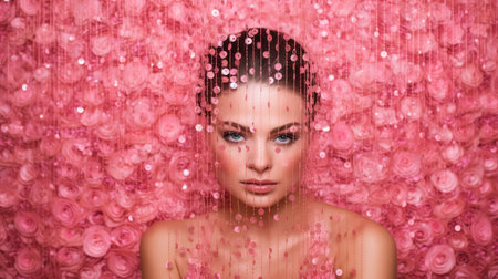 vibrant pink sequinsの素材