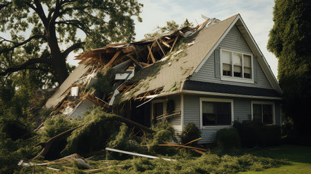 roof wind damage houseの素材