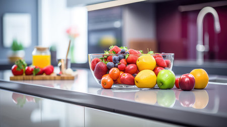 fruits blurred interior backgroundの素材