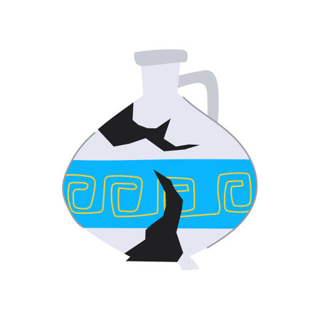 jar broken antique pot cartoon vector illustrationのイラスト素材