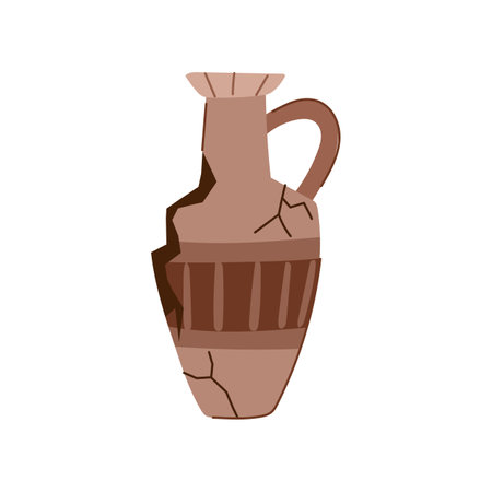 greek broken antique pot cartoon vector illustrationのイラスト素材
