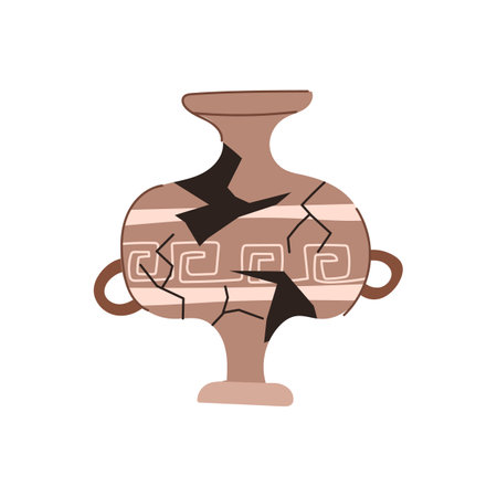 urn broken antique pot cartoon vector illustrationのイラスト素材
