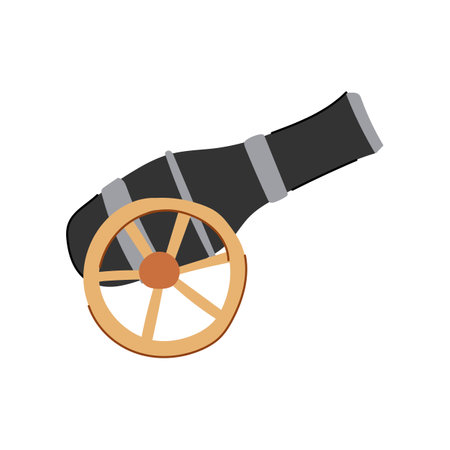 artillery cannon gun cartoon vector illustrationのイラスト素材