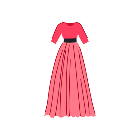 beauty evening dress cartoon vector illustrationのイラスト素材