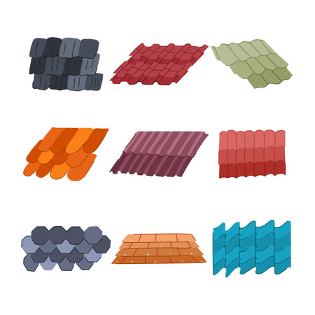 roof tile set cartoon vector illustrationのイラスト素材