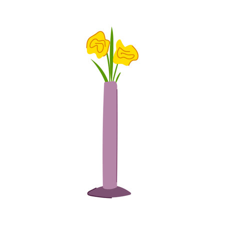 home vase flower cartoon vector illustrationのイラスト素材