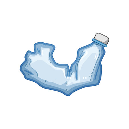 used crumpled plastic bottle cartoon vector illustrationのイラスト素材