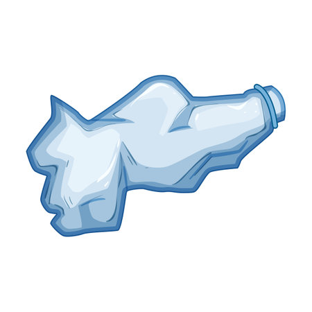 line crumpled plastic bottle cartoon vector illustrationのイラスト素材