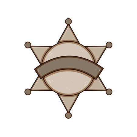 symbol sheriff badge cartoon vector illustrationのイラスト素材