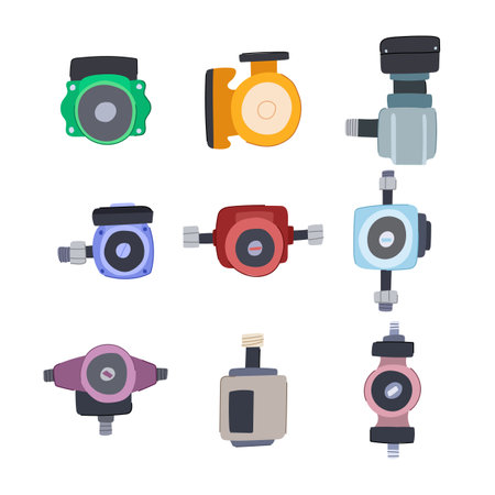 water circulation pump set cartoon vector illustrationのイラスト素材