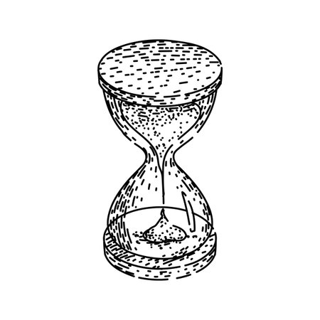 time hourglass sketch hand drawn vector