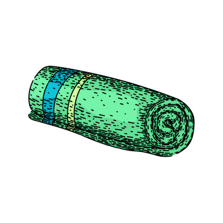 ocean beach towel sketch hand drawn vectorのイラスト素材