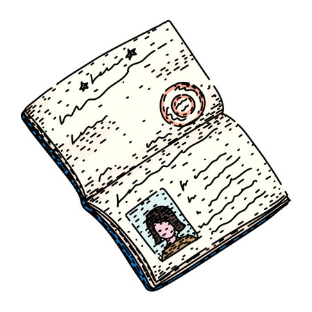 identification passport sketch hand drawn vectorのイラスト素材