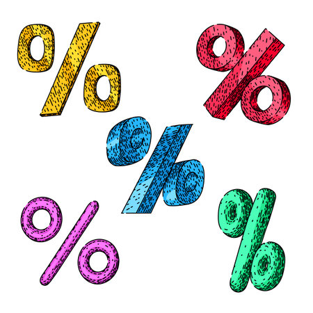 percentage sign set sketch hand drawn vectorのイラスト素材