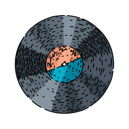 analog vynil record sketch hand drawn vectorのイラスト素材
