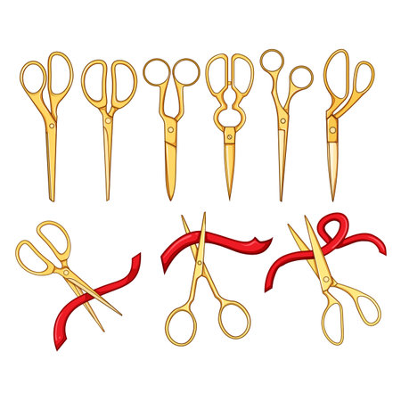 gold scissor set cartoon vector illustrationのイラスト素材