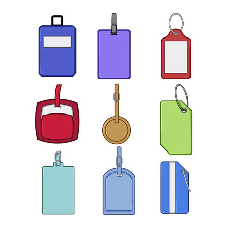 luggage tag set cartoon vector illustrationのイラスト素材