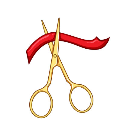 cutting gold scissor cartoon vector illustrationのイラスト素材
