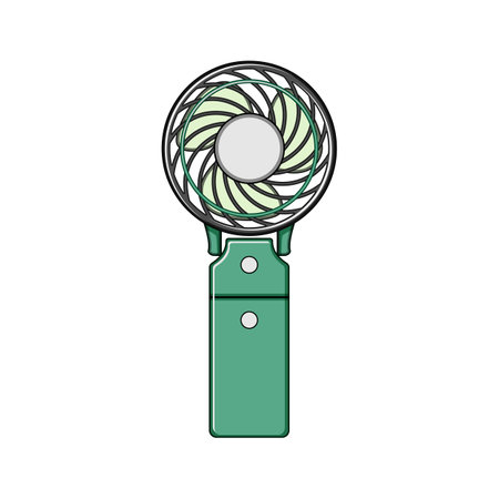 rechargeable hand electric fan cartoon vector illustrationのイラスト素材