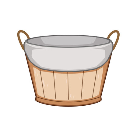 ecofriendly wicker laundry basket cartoon vector illustrationのイラスト素材