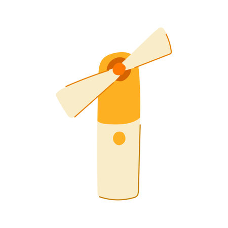held hand electric fan cartoon vector illustrationのイラスト素材
