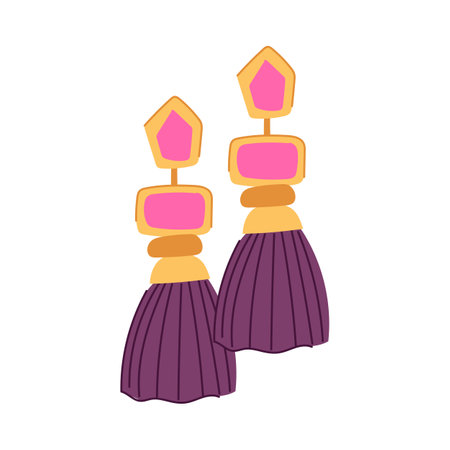 colorful tassel earrings cartoon vector illustrationのイラスト素材