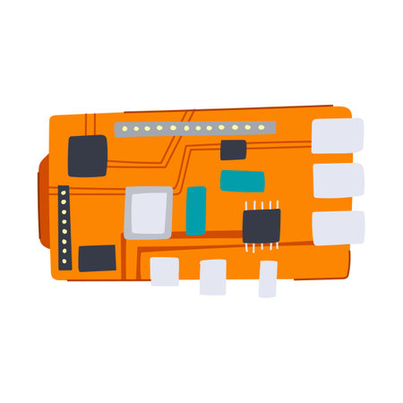 electronic microcontroller cartoon vector illustrationのイラスト素材
