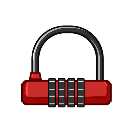 pad luggage lock cartoon vector illustrationのイラスト素材