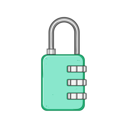 combination luggage lock cartoon vector illustrationのイラスト素材
