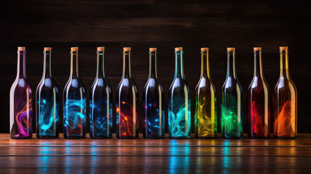 wooden wine bottles isolatedの素材