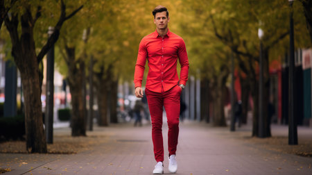 modern long sleeve red shirtの素材