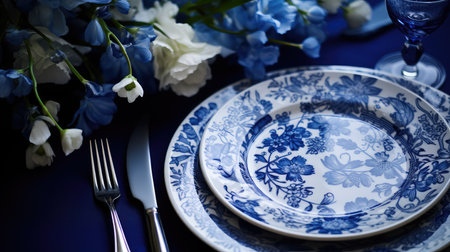 plate fun blue patternの素材