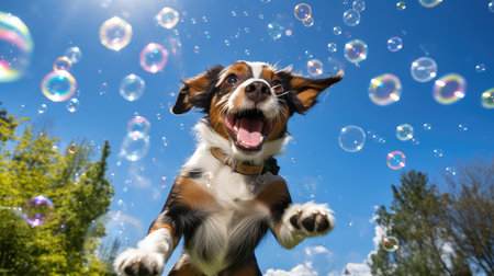 playful bubbles blue backgroundの素材