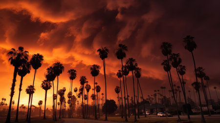 storm los angeles sunset palm treesの素材