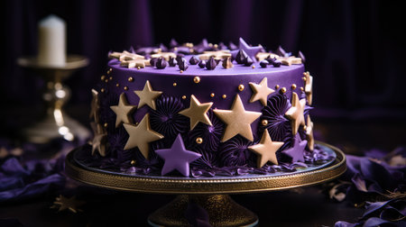 edible purple and gold starsの素材