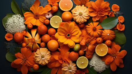 blooms orange flat layの素材