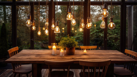 dining wood and lightsの素材