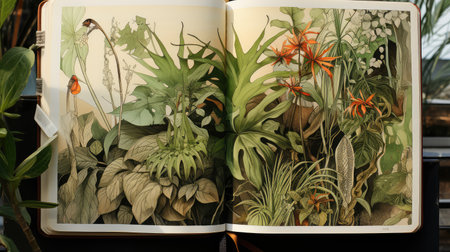 sketchbook tropic plant drawingの素材