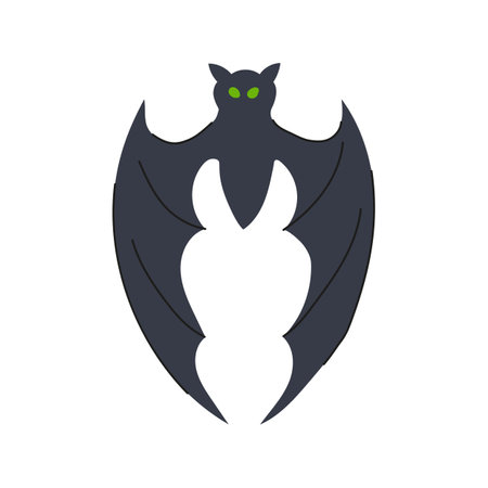 haunted bat halloween cartoon vector illustrationのイラスト素材