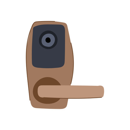 security facial recognition lock cartoon vector illustrationのイラスト素材