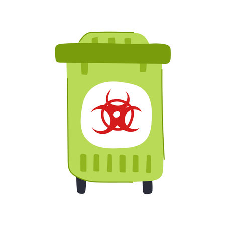 container medical waste bin cartoon vector illustrationのイラスト素材