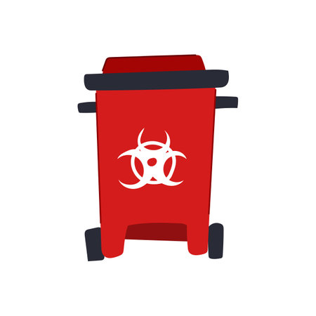 safety medical waste bin cartoon vector illustrationのイラスト素材