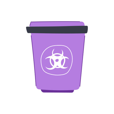 regulation medical waste bin cartoon vector illustrationのイラスト素材
