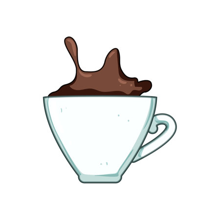 liquid coffee cup splash cartoon vector illustrationのイラスト素材