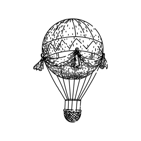 adventure hot air balloon sketch hand drawn vectorのイラスト素材