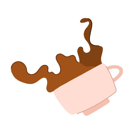 drink coffee cup splash cartoon vector illustrationのイラスト素材
