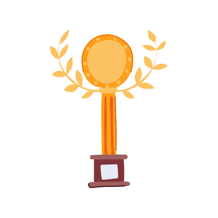 prize gold trophy cartoon vector illustrationのイラスト素材
