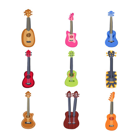 ukulele set cartoon vector illustrationのイラスト素材