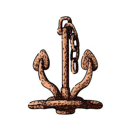 maritime anchor sketch hand drawn vectorのイラスト素材