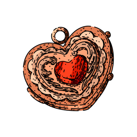 antique locket sketch hand drawn vectorのイラスト素材